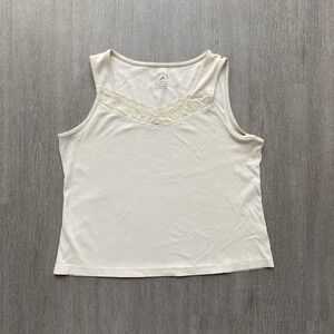 White Stage Tee Lace Cream Tank Top Size XL Women's Summer
